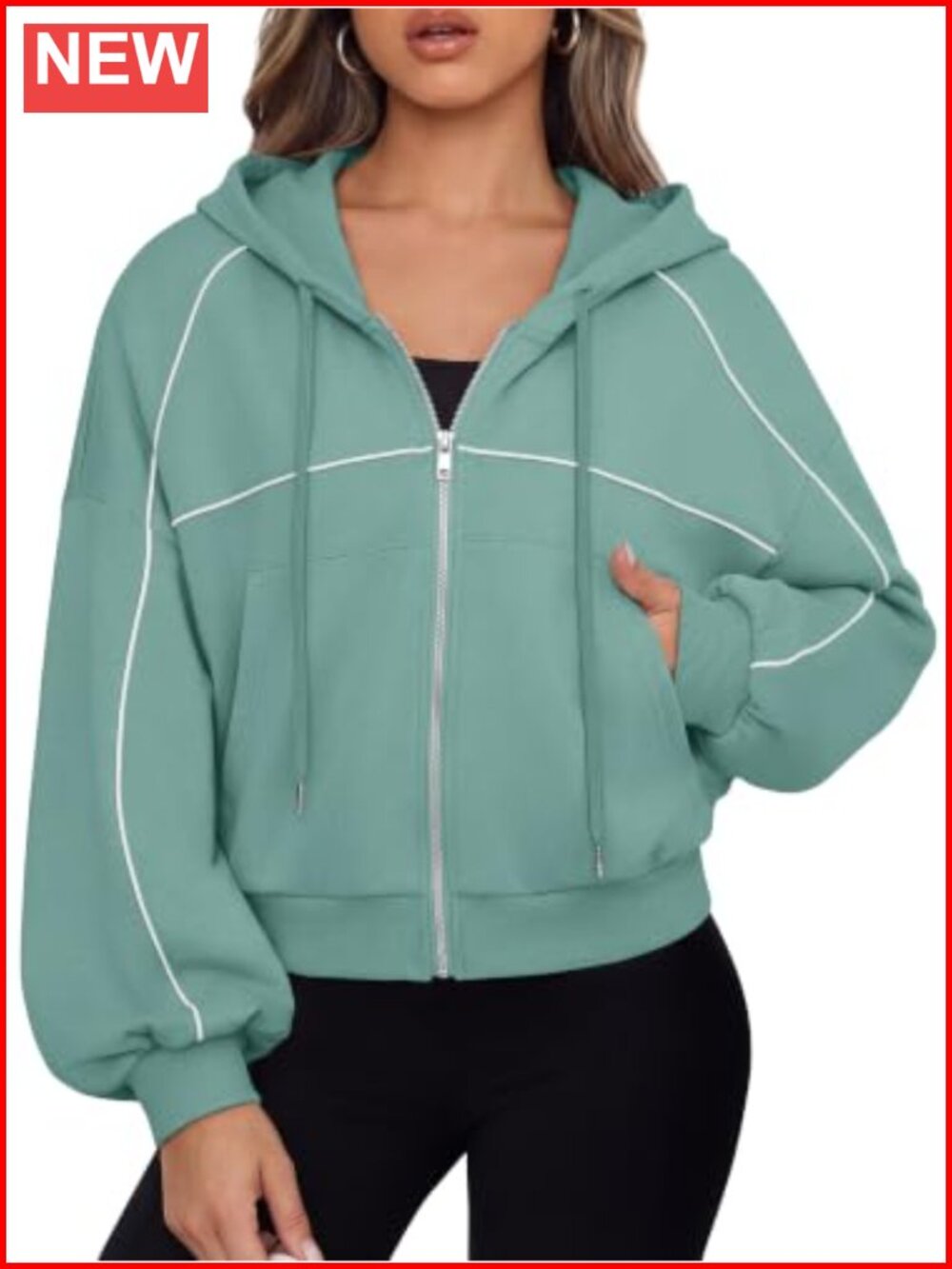 Women's Cropped Zip Up Hoodie Cotton Blend Sweatshirt Casual Layering